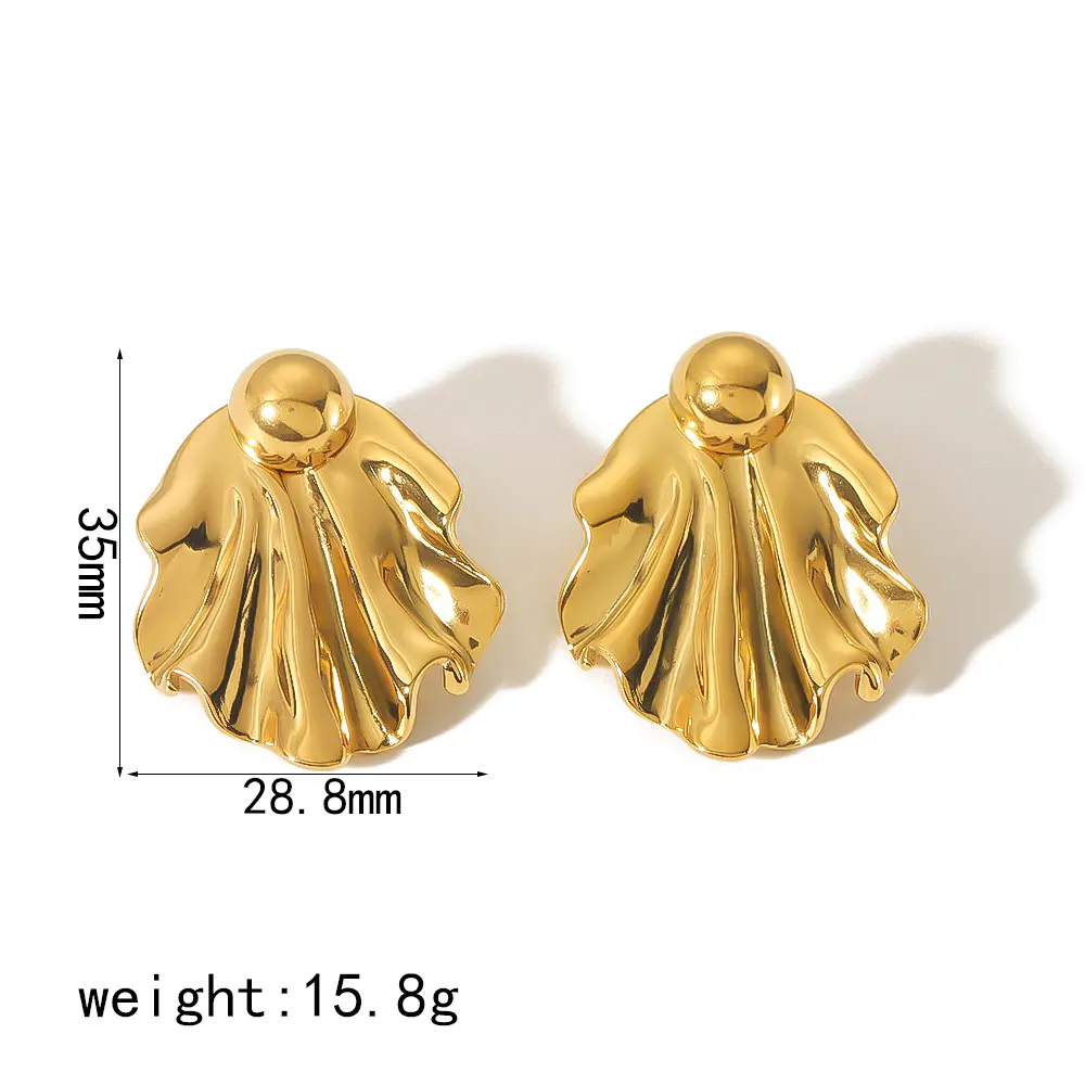 1 Pair Simple Novelty Style Irregular Sector Shape Stainless Steel 18K Gold Plated Women's Stud Earrings h5 Picture2